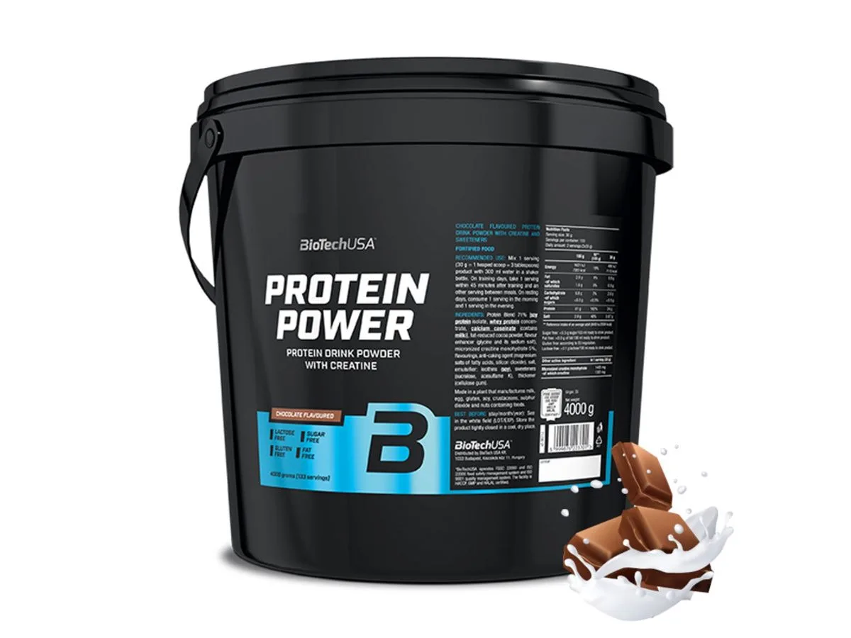 Wiadro BioTech Protein Power 4kg | Odżywka białkowa z kreatyną Smak pistacjowy